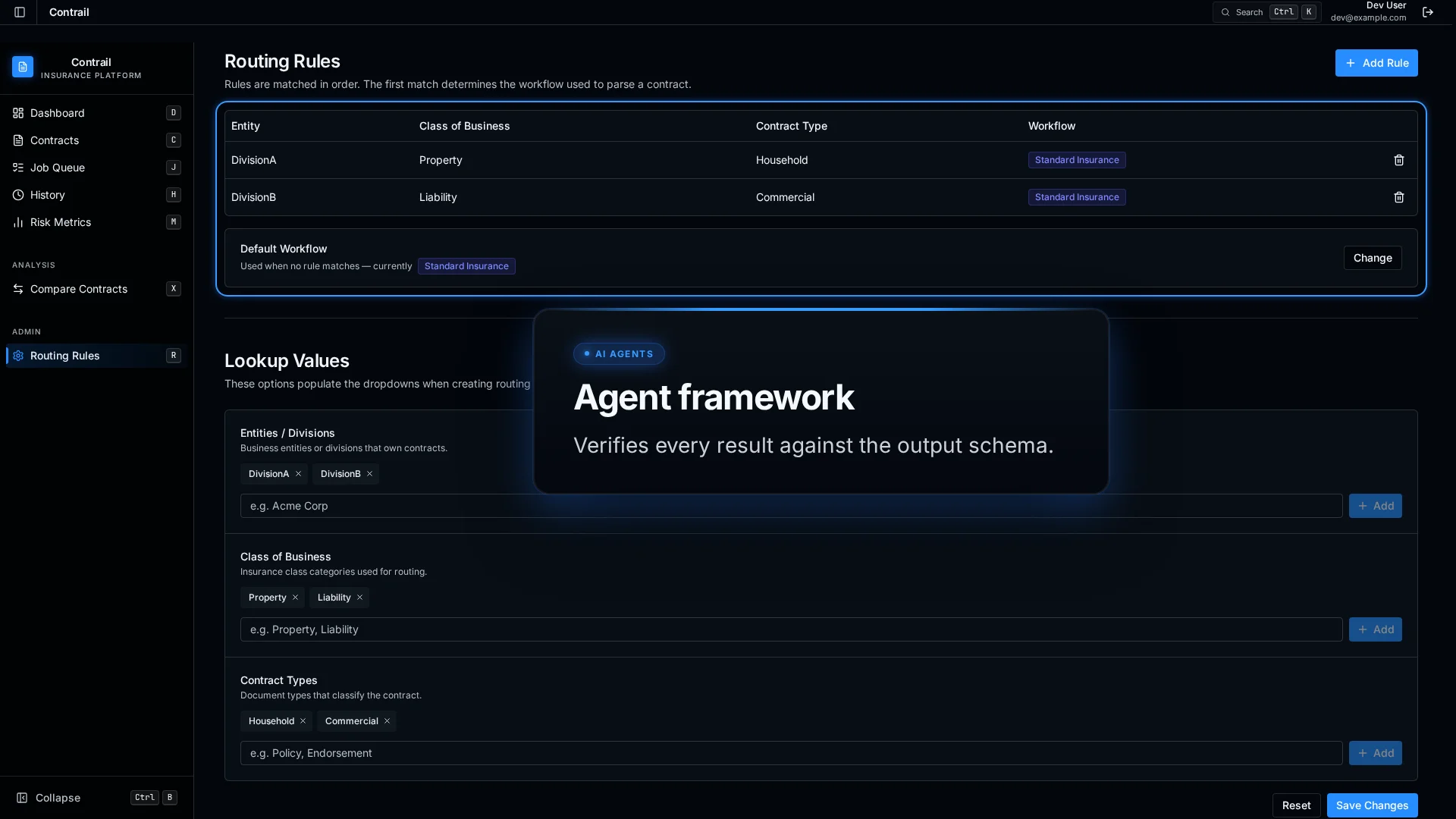 Agent workflow framework diagram